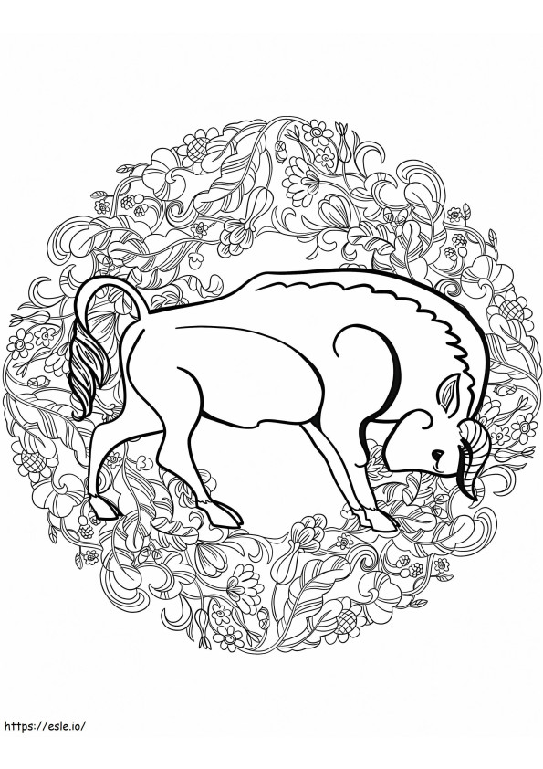 Büffeltier-Mandala ausmalbilder