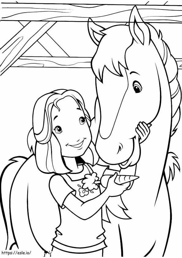 1541811688 Darmowe konie Koń Holly Przyjaciel karmi swój cydr arkuszem marchewki kolorowanka