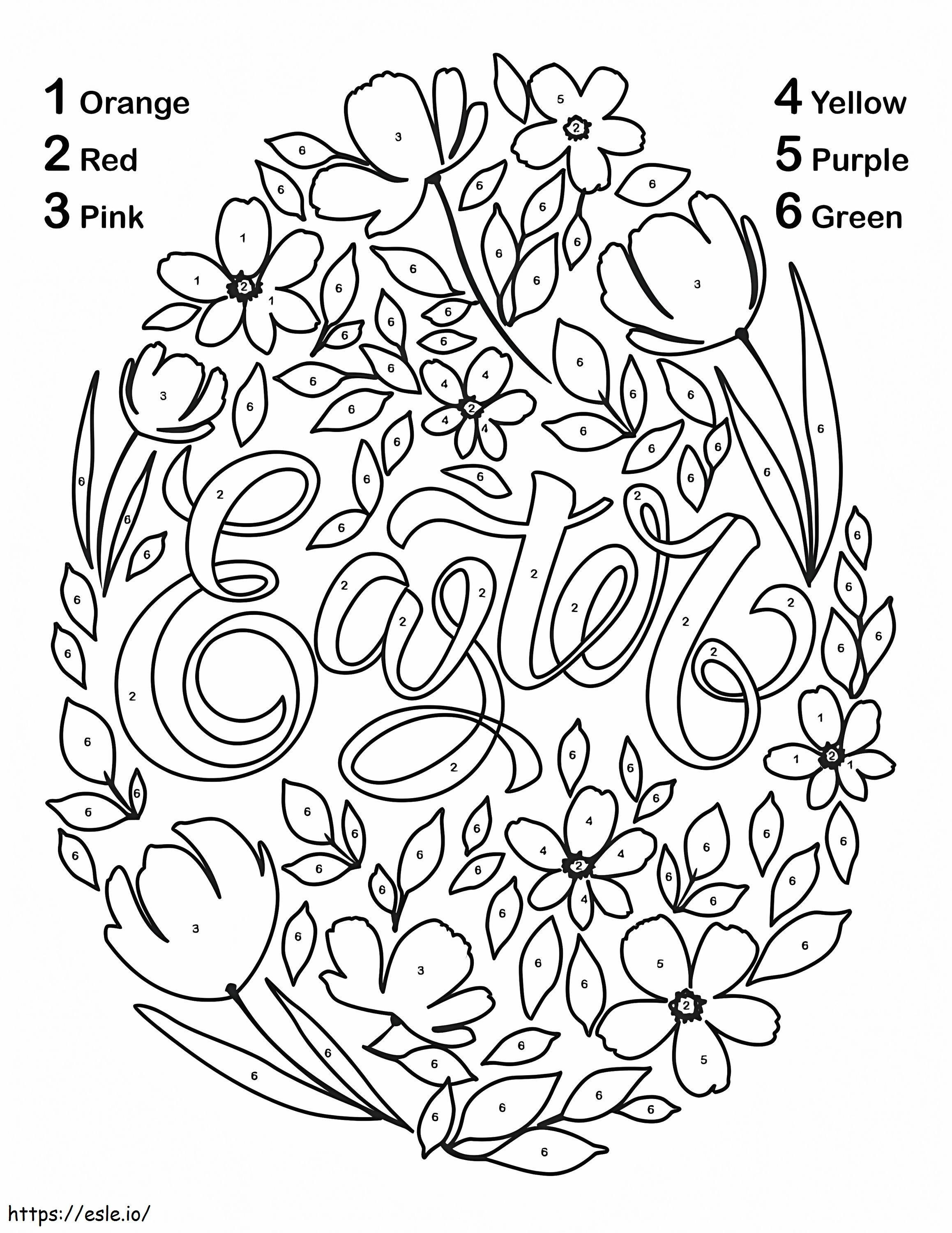 Flor de ovo de Páscoa, cor por número para colorir