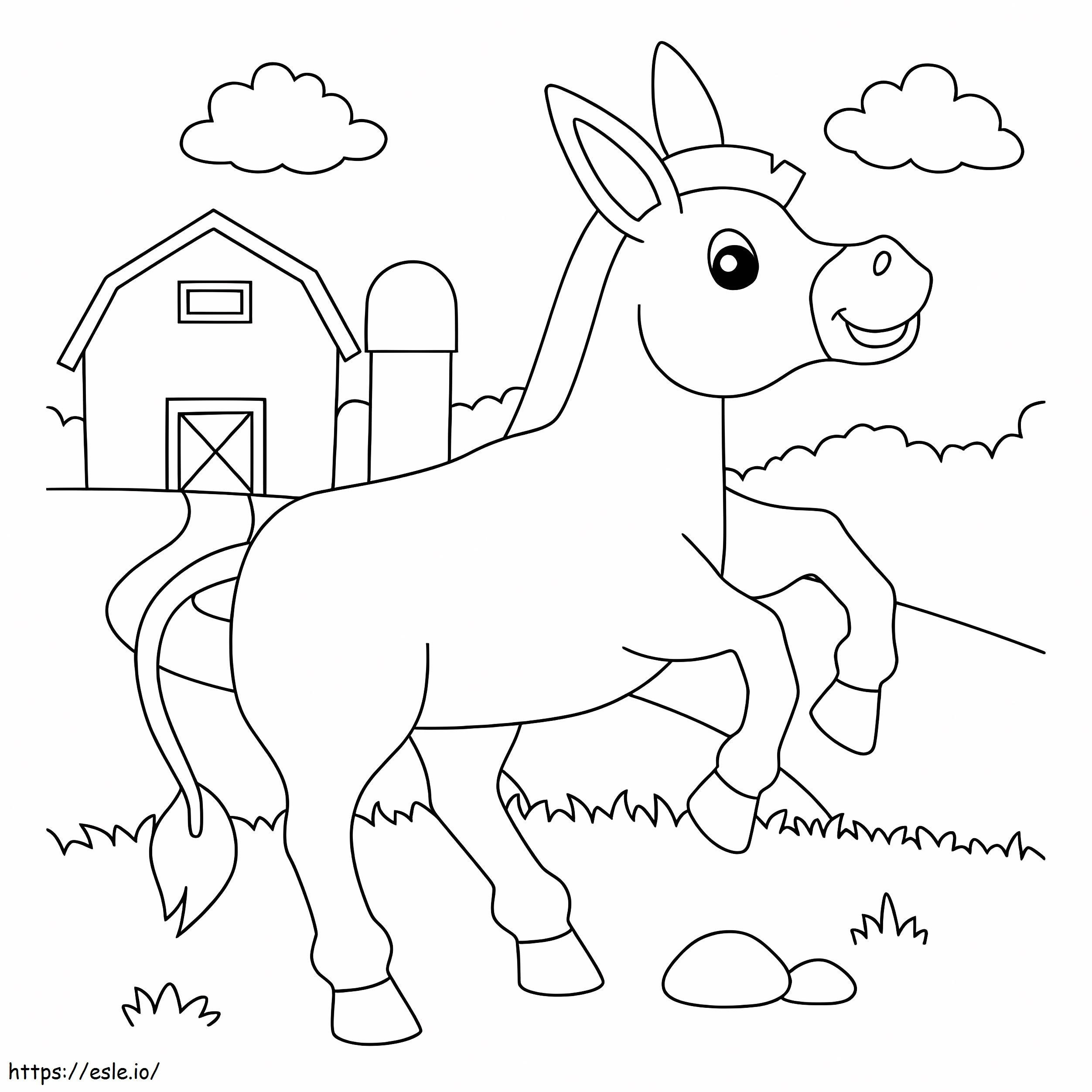 Donkey Near The Farm coloring page