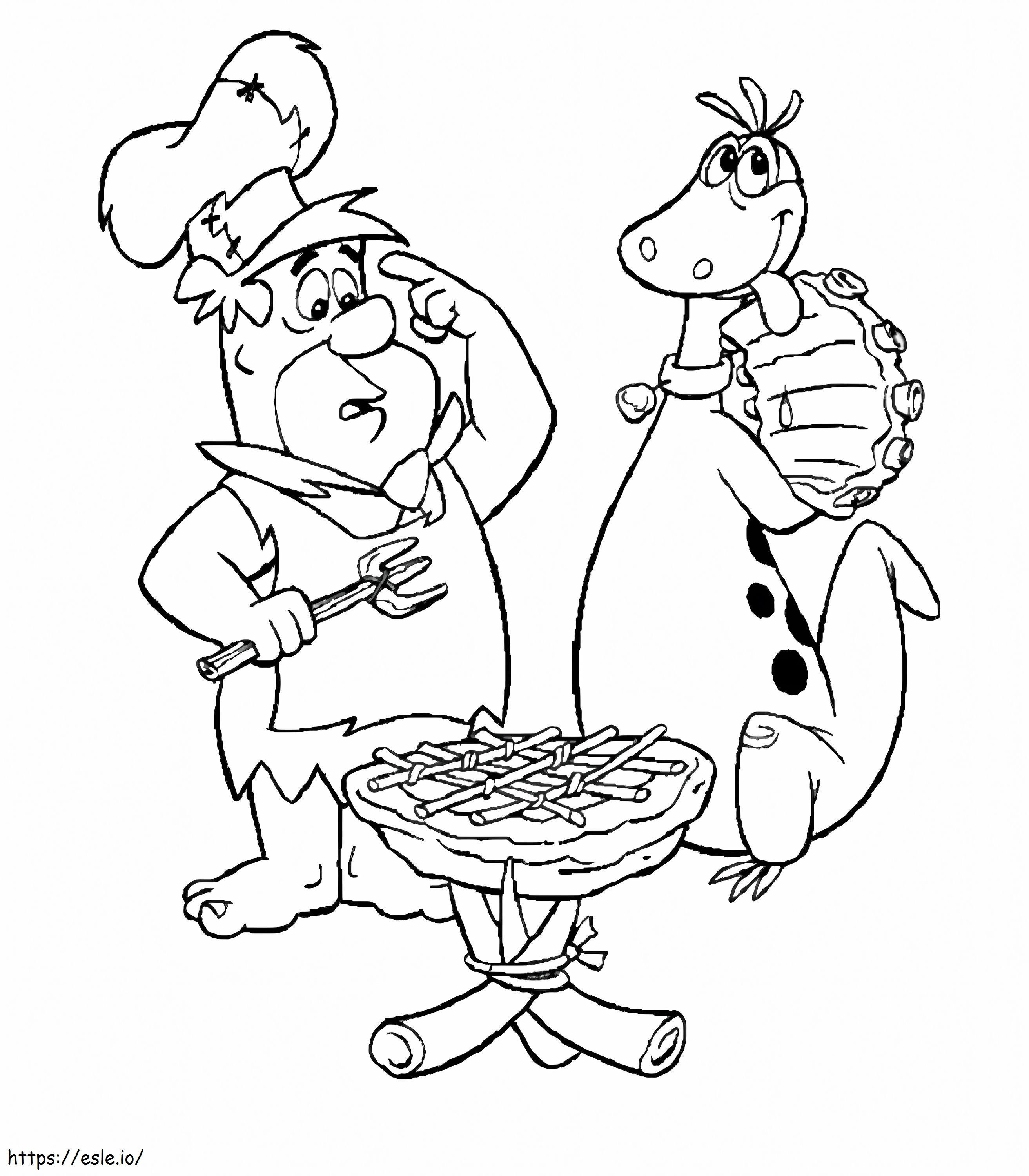 Fred Flintstone And Dino coloring page