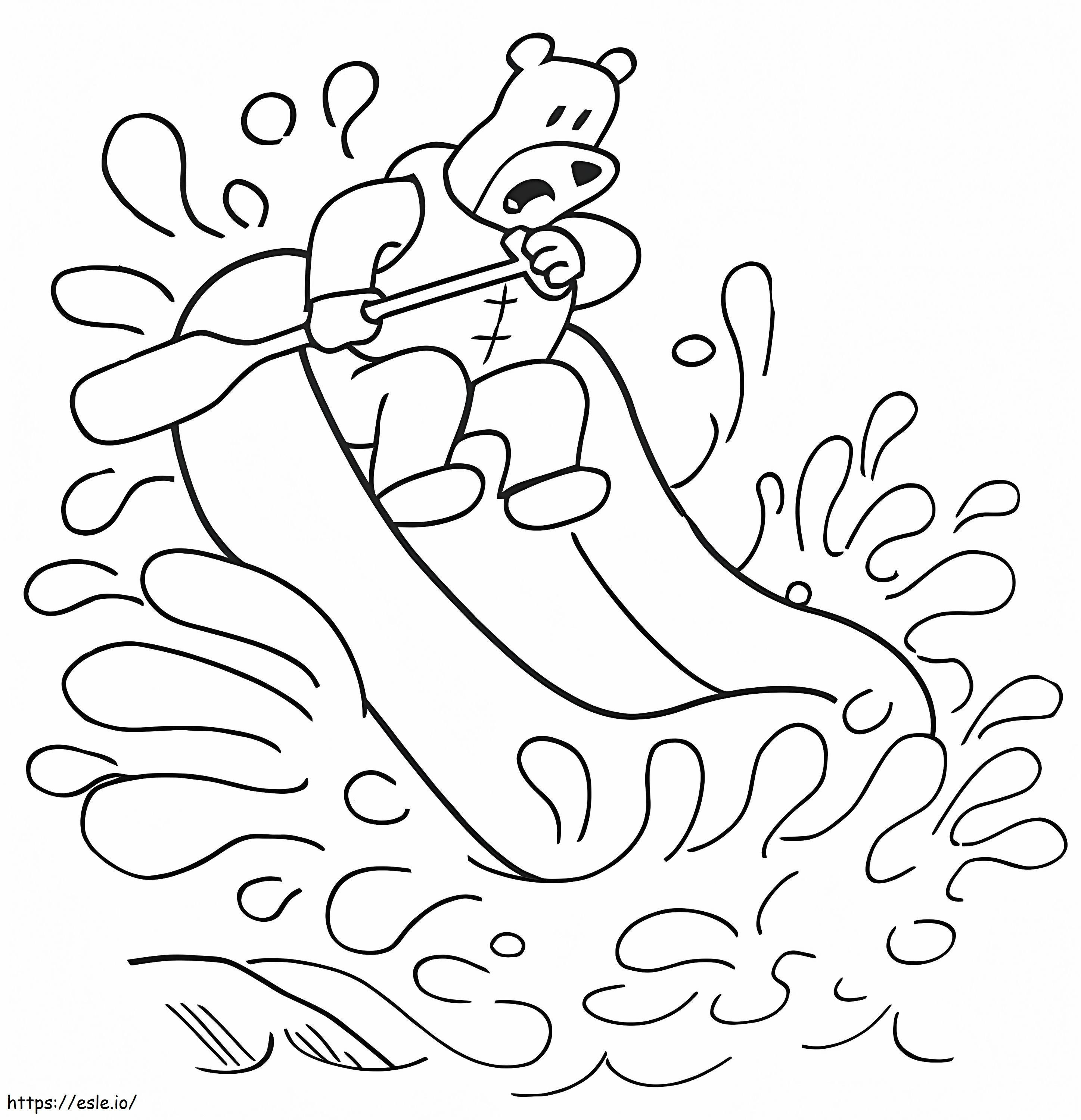 A Bear On Raft coloring page