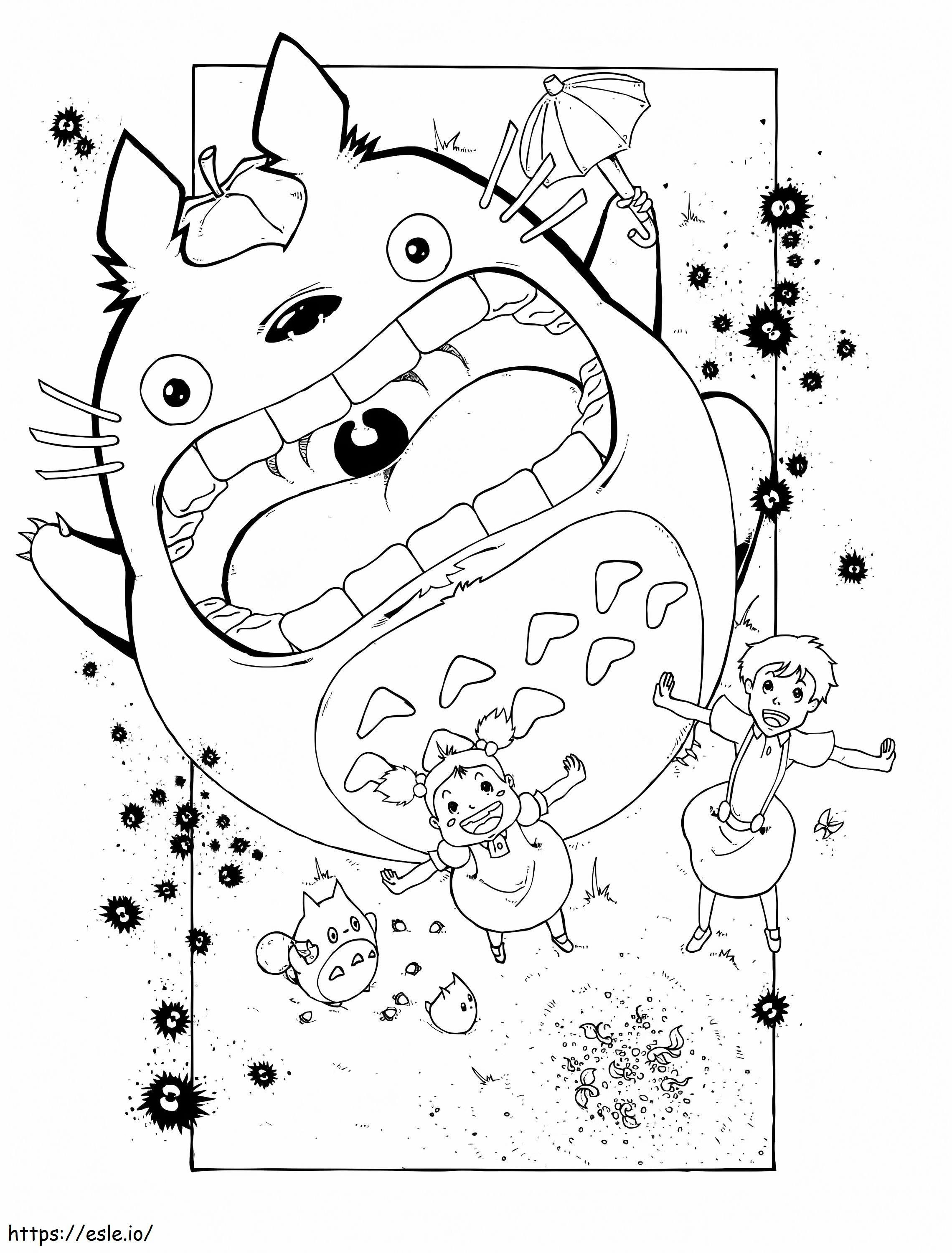 Coloriage Totoro qui crie à imprimer dessin