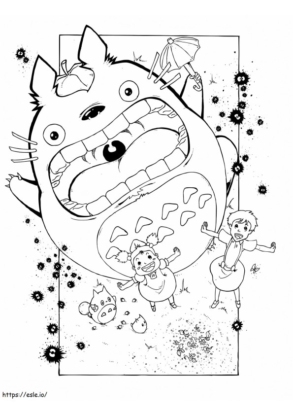 Coloriage Totoro qui crie à imprimer dessin