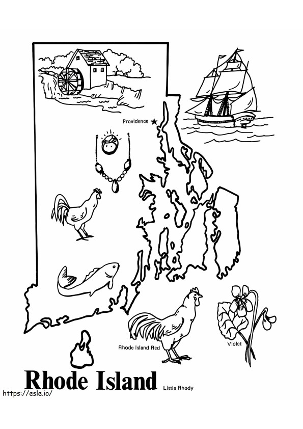 Coloriage État du Rhode Island imprimable gratuitement à imprimer dessin