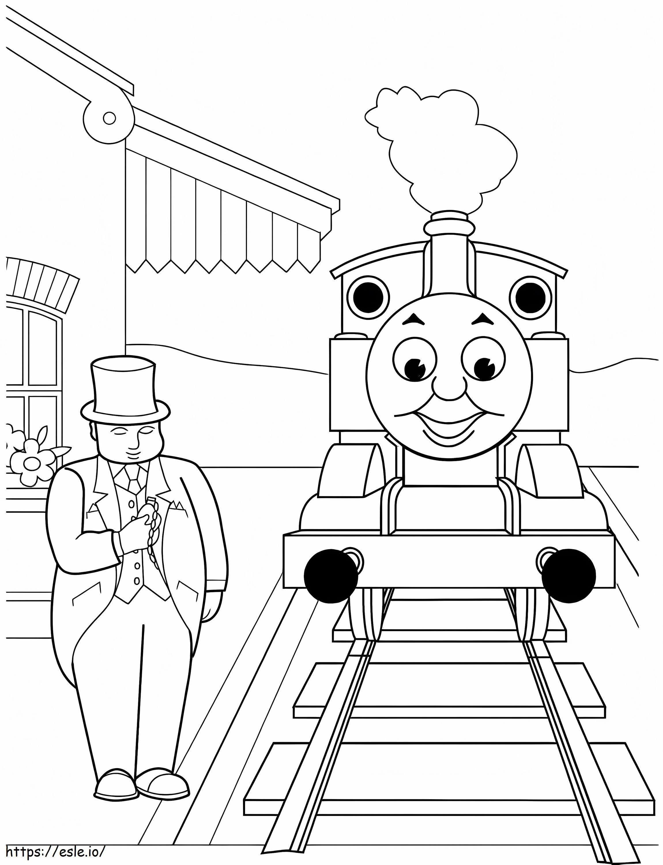 Thomas de trein en de man kleurplaat kleurplaat
