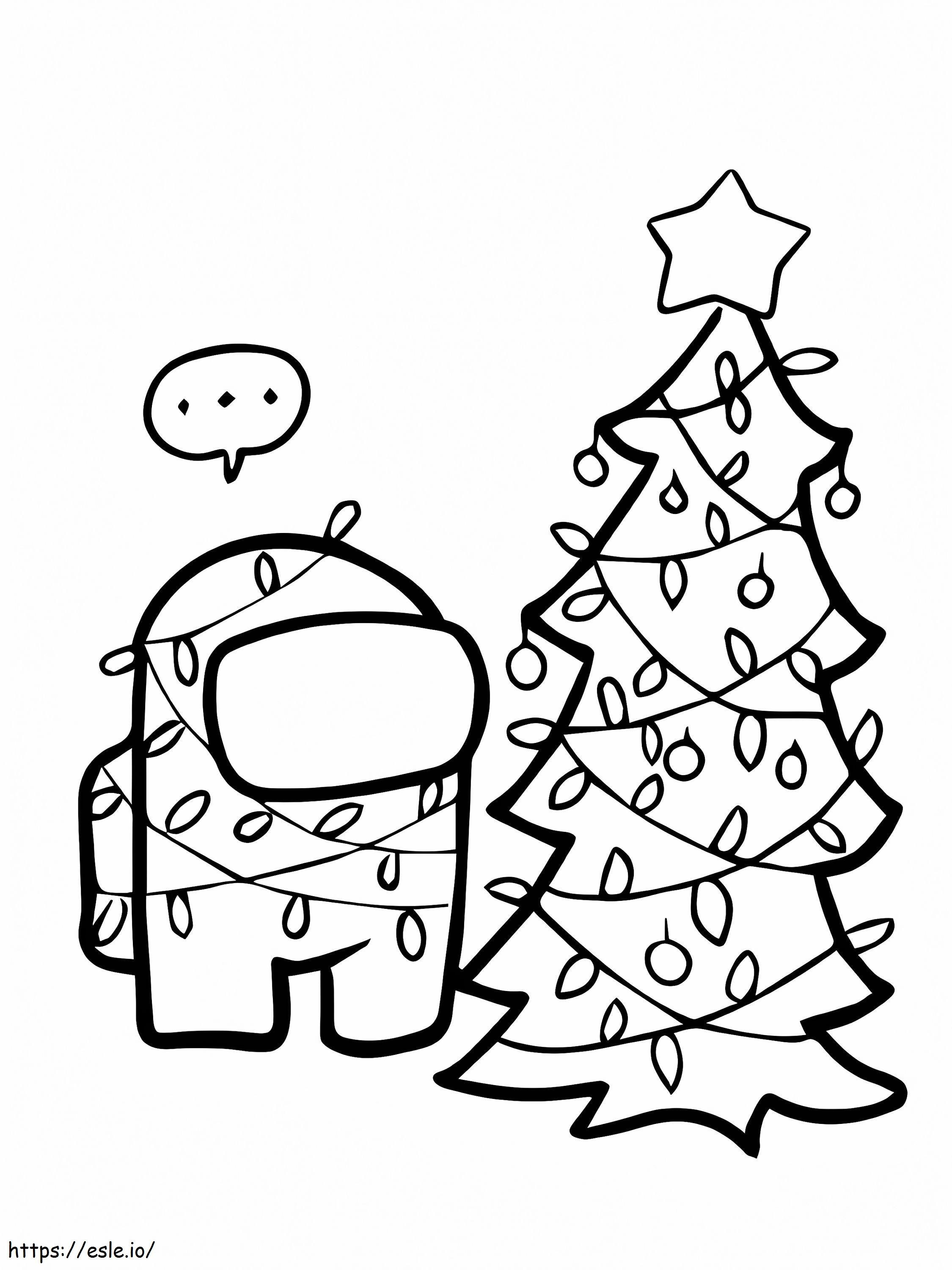 Merry Christmas Lights With Among Us Coloring Page coloring page
