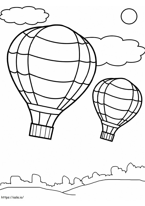 Coloriage Deux bonnes montgolfières à imprimer dessin