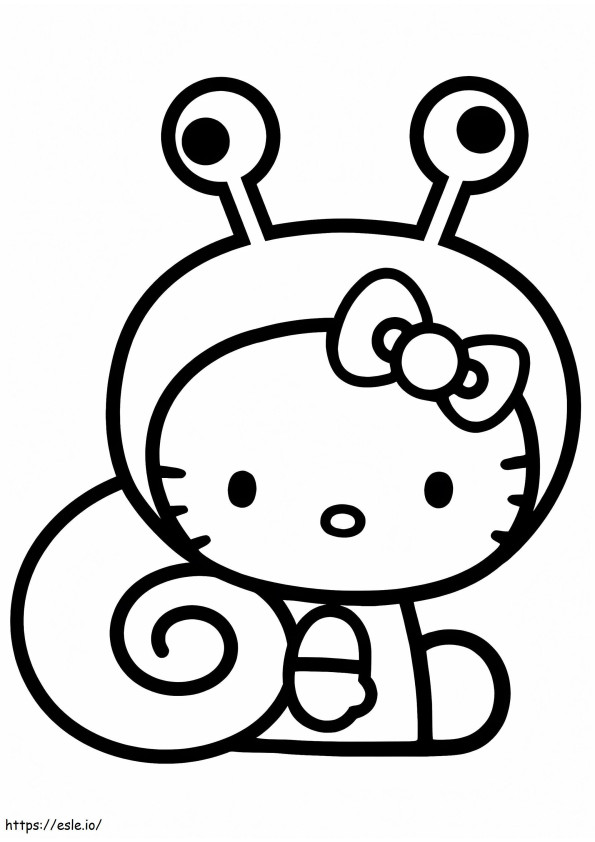 Hello Kitty Deguisee In Escargot coloring page