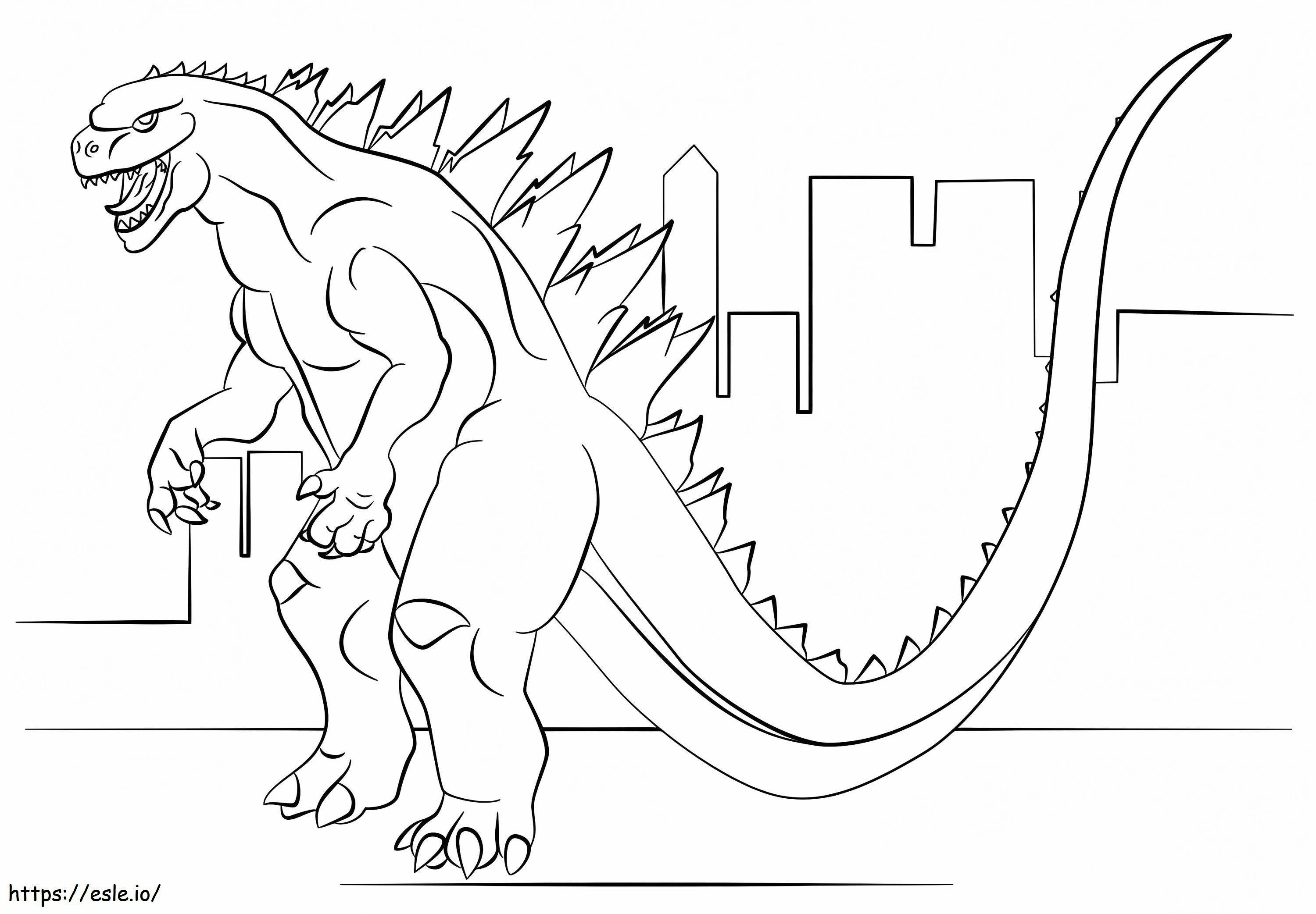 Coloriage Godzilla est en colère à imprimer dessin
