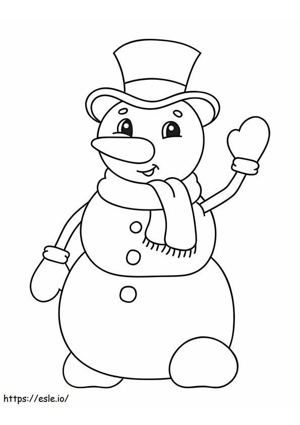 Snowman Say Hello coloring page