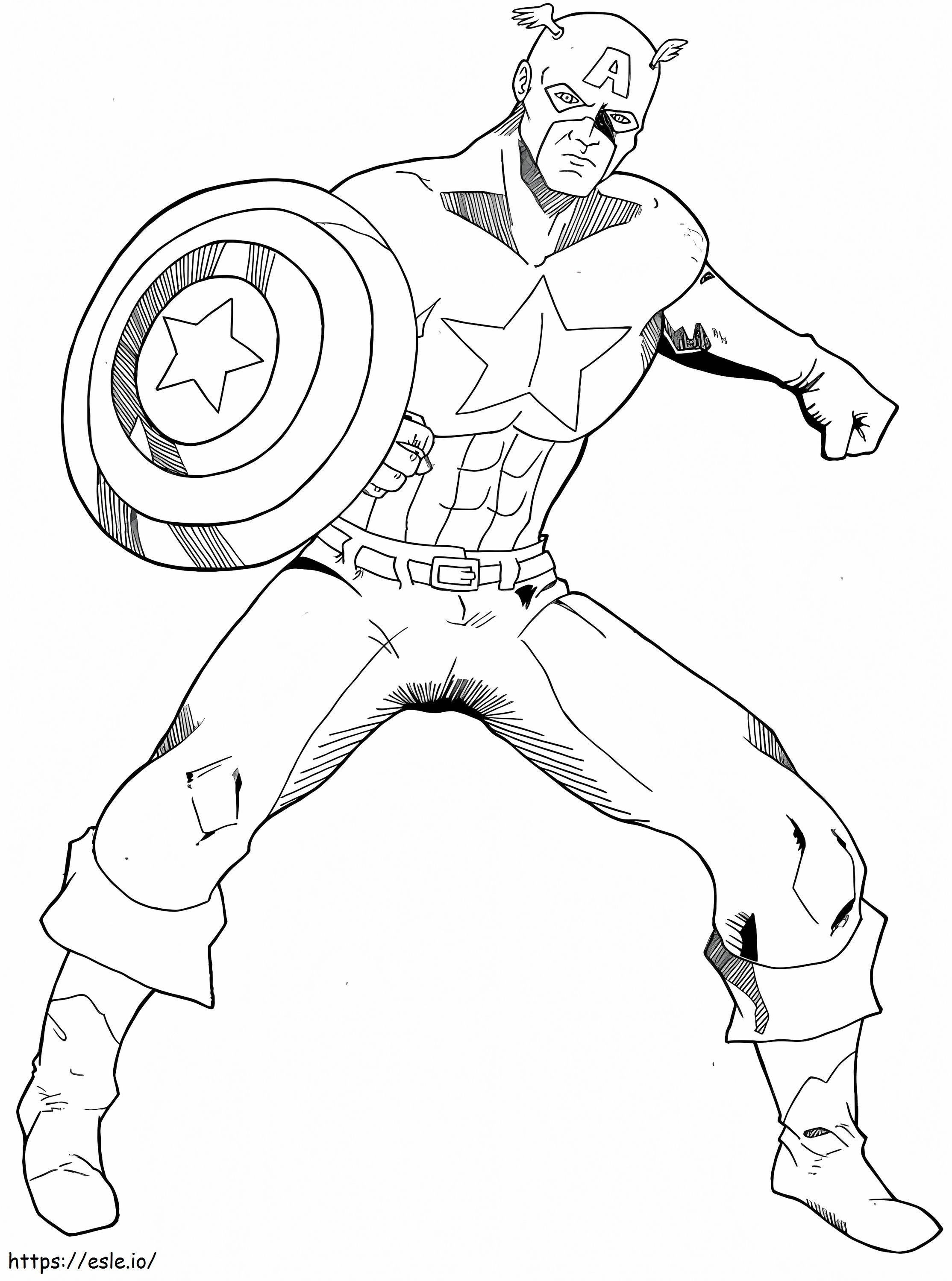 Coloriage Captain America au combat à imprimer dessin