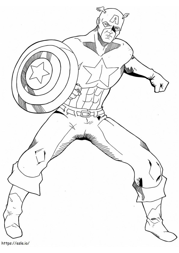 Coloriage Captain America au combat à imprimer dessin