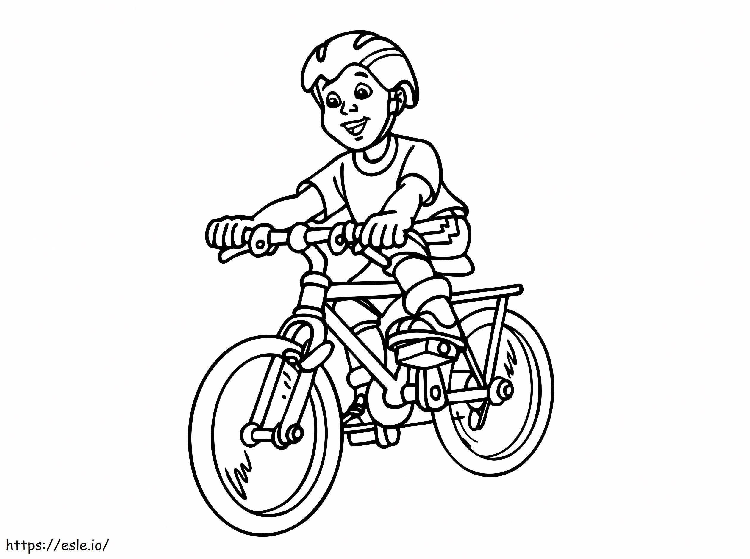 Student Cycling coloring page
