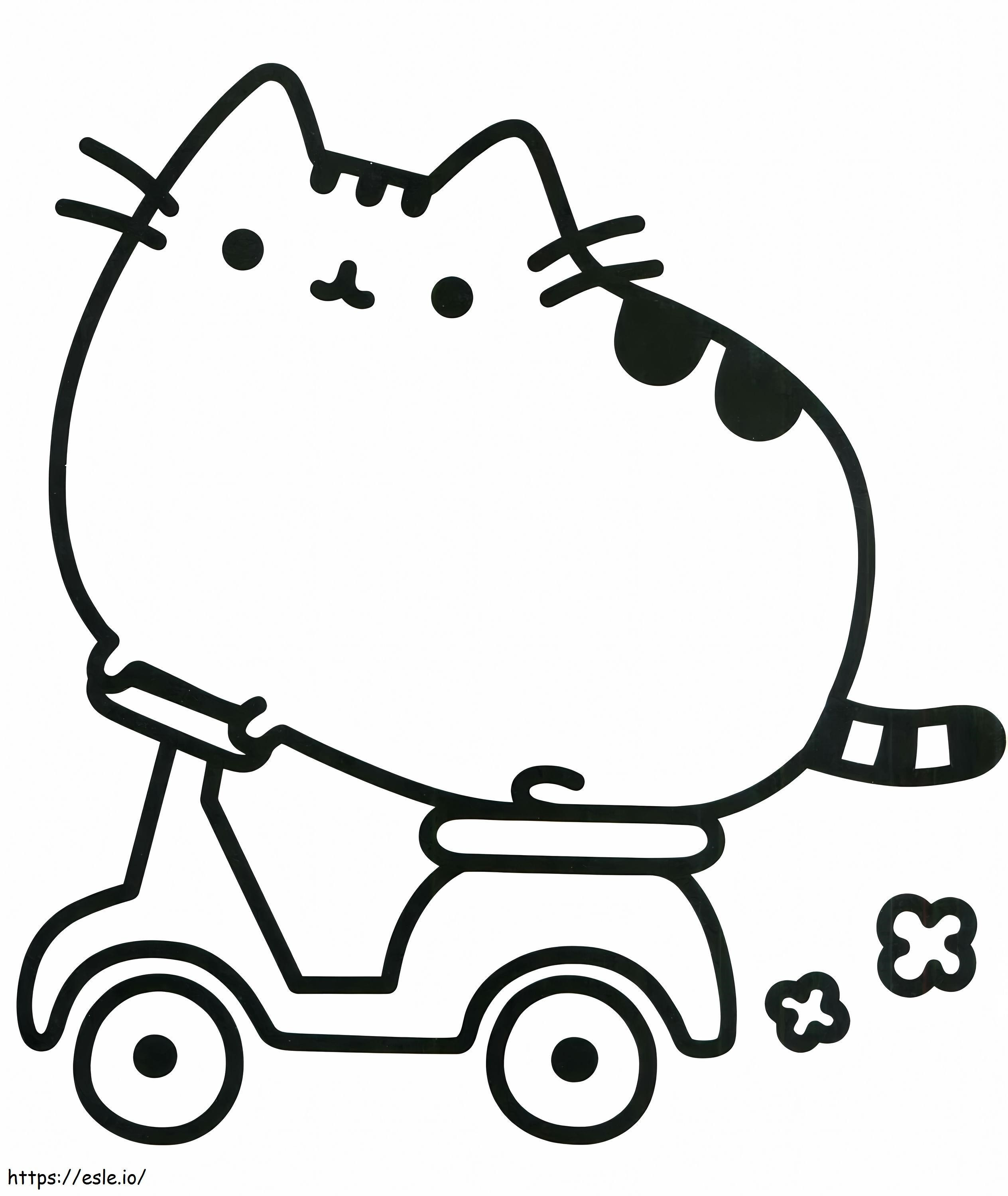 1528171524 Pusheen Cat On A Motorbike coloring page