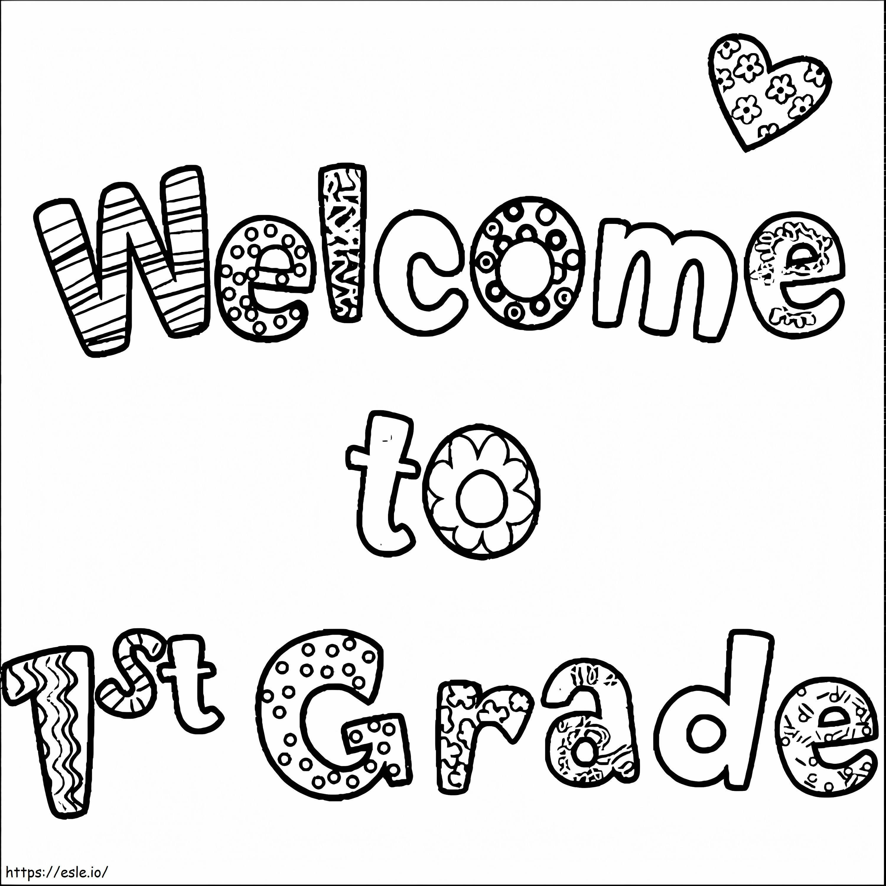 Free Welcome To First Grade coloring page