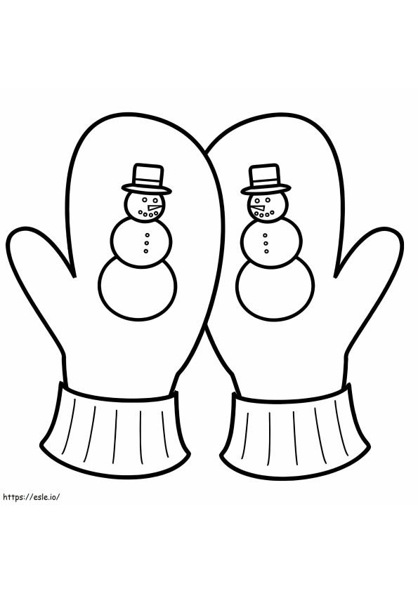 Mănuși cu oameni de zăpadă de colorat