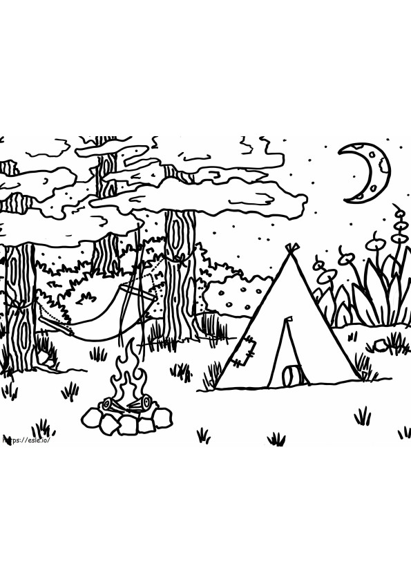 Coloriage Camping de nuit à imprimer dessin