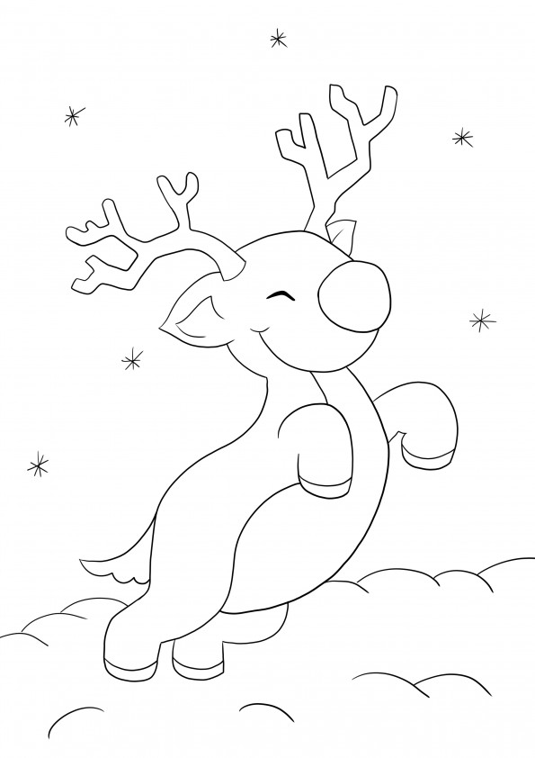 Cute Christmas reindeer for free printing or downloading