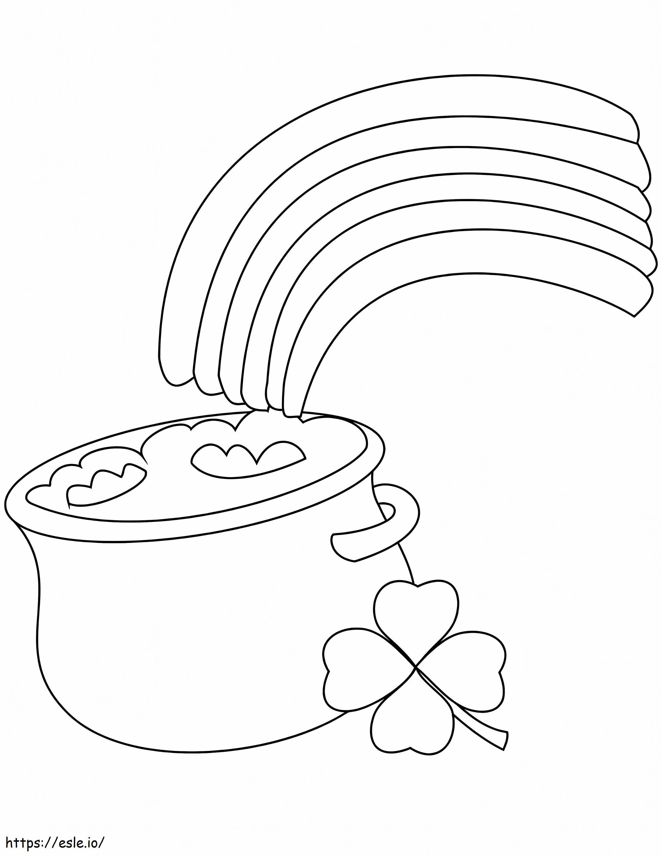 Rainbow And Pot Of Gold coloring page