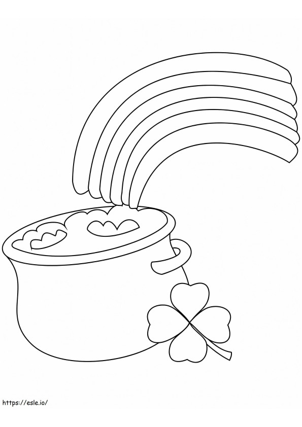 Rainbow And Pot Of Gold coloring page