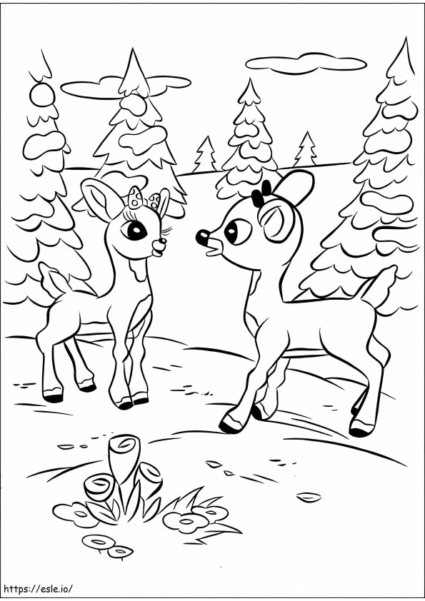 Coloriage Clarice avec Rudolph à imprimer dessin