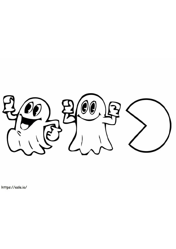 Pacman mănâncă două fantome de colorat