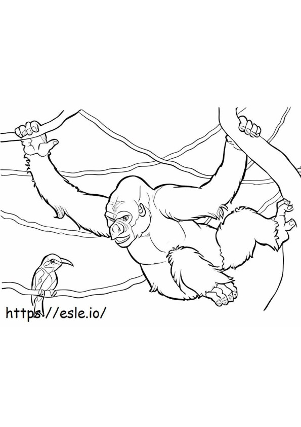 Gorilla Climbing Tree coloring page