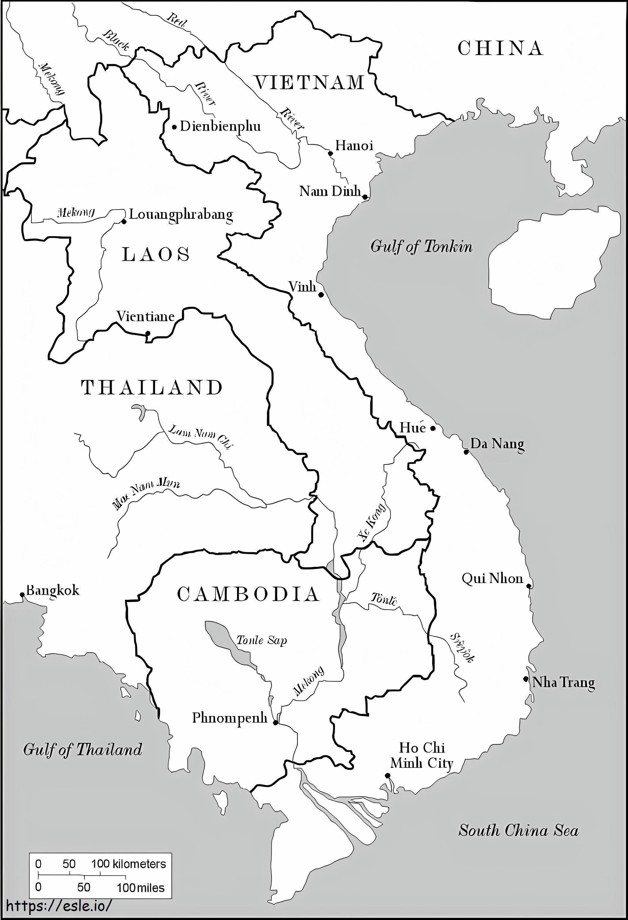 Vietnam-Karte ausmalbilder