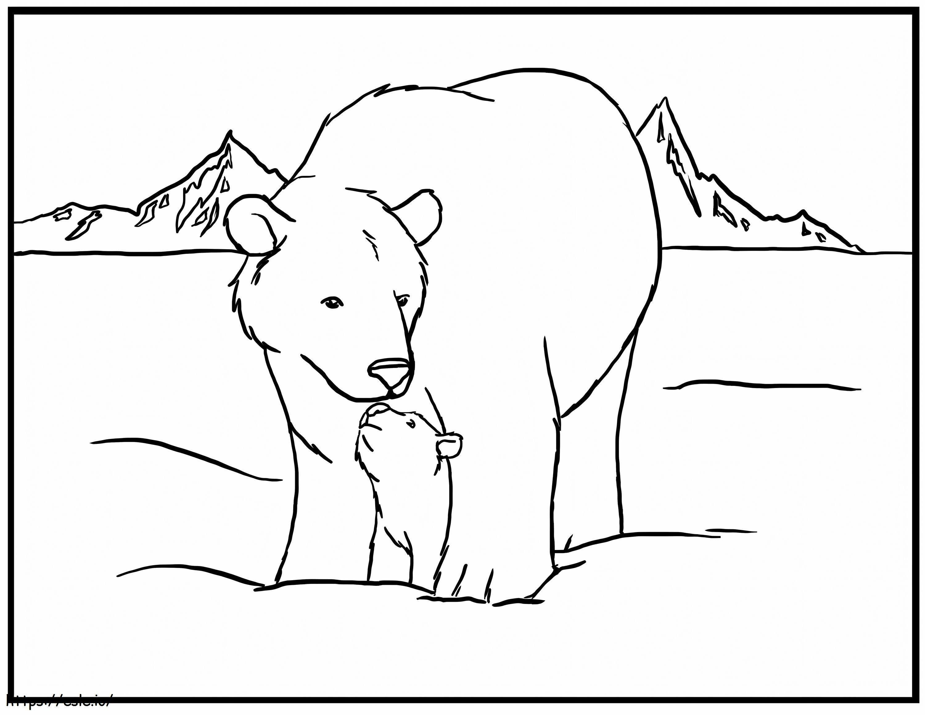 Ibu Dan Anak Beruang Es Gambar Mewarnai