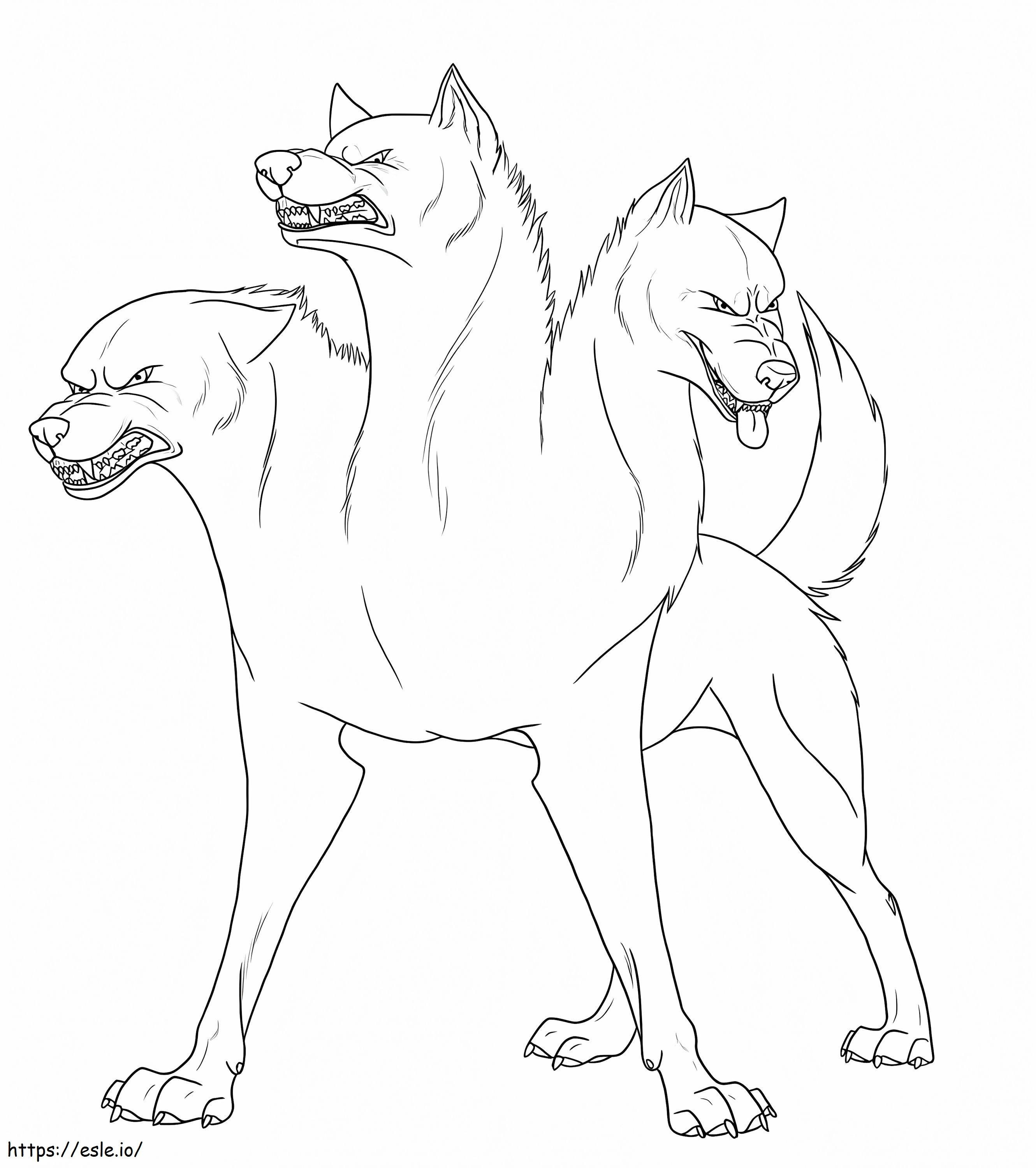 Angry Cerberus coloring page