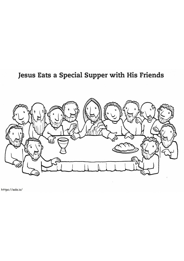 Coloriage Jésus au dernier repas à imprimer dessin