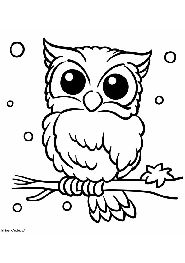 フクロウと雪 ぬりえ - 塗り絵