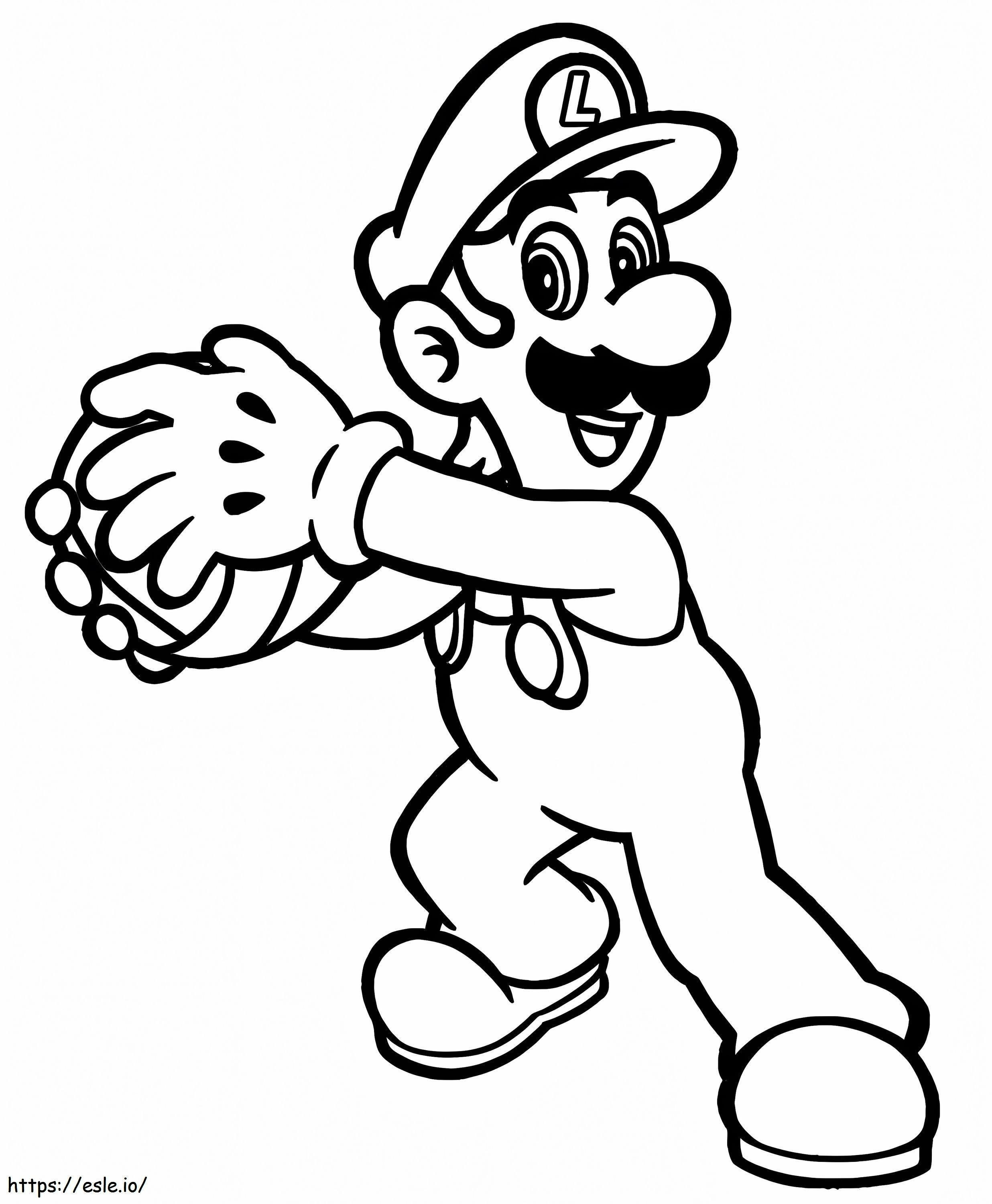 Luigi Memegang Bola Gambar Mewarnai