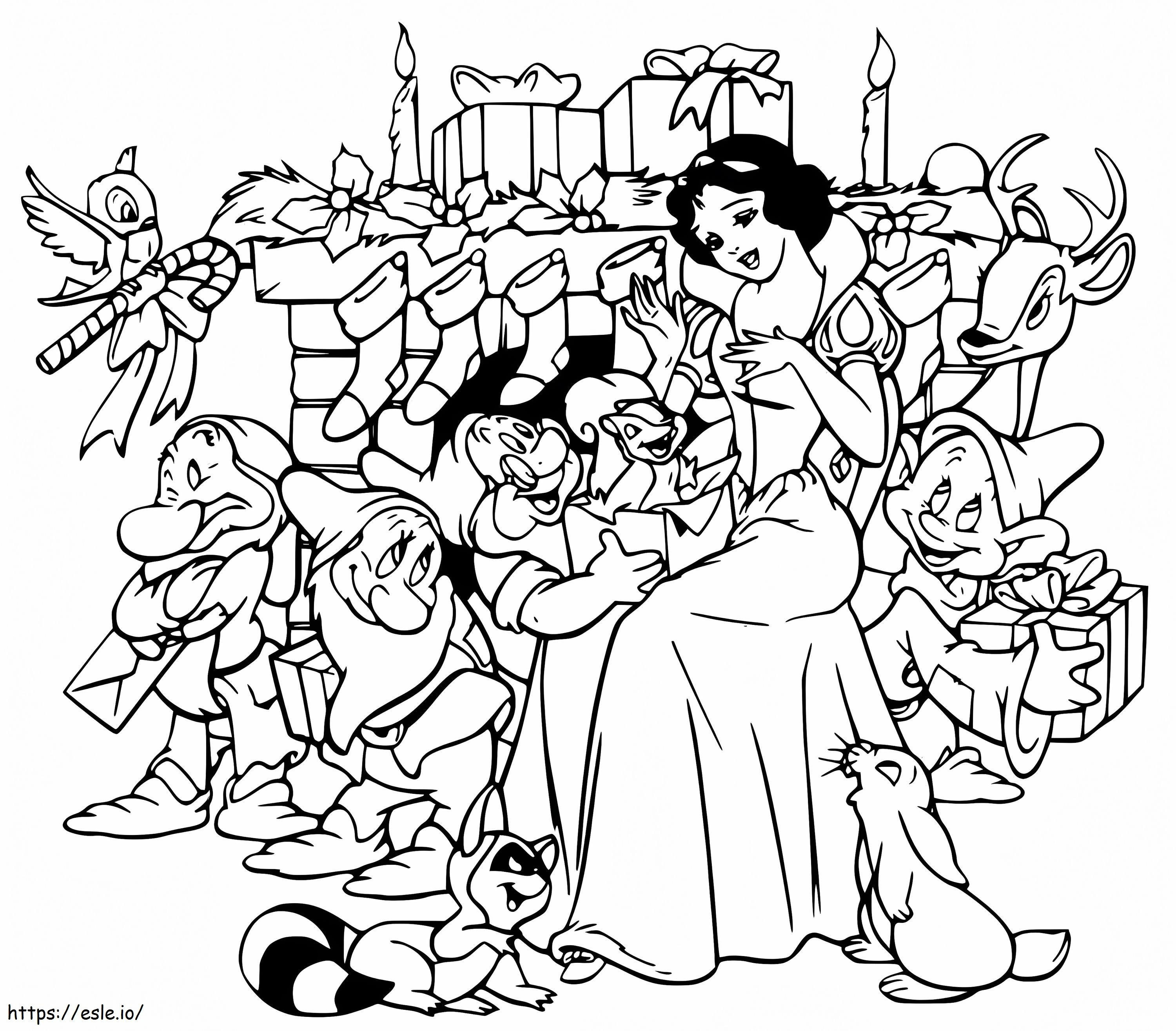 Biancaneve e i sette nani Natale Disney da colorare