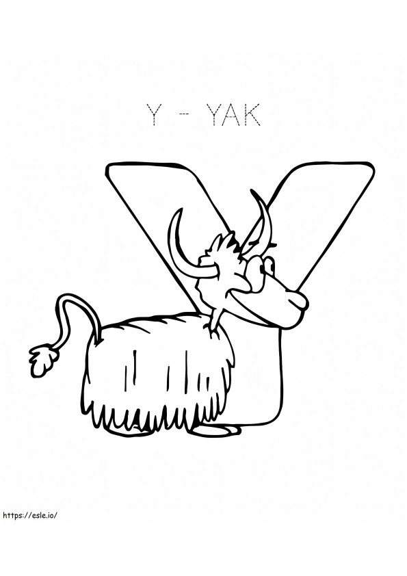 Yak Cute Letter Y coloring page