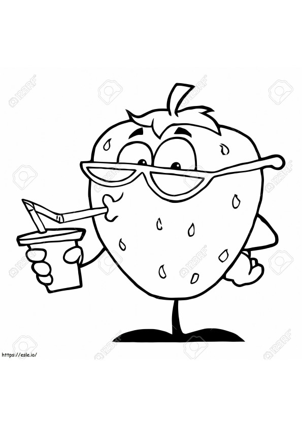 1543974677 Strong Outlines Of Cartoon Characters Outline A Strawberry Character Juice Drink Stock Photo coloring page