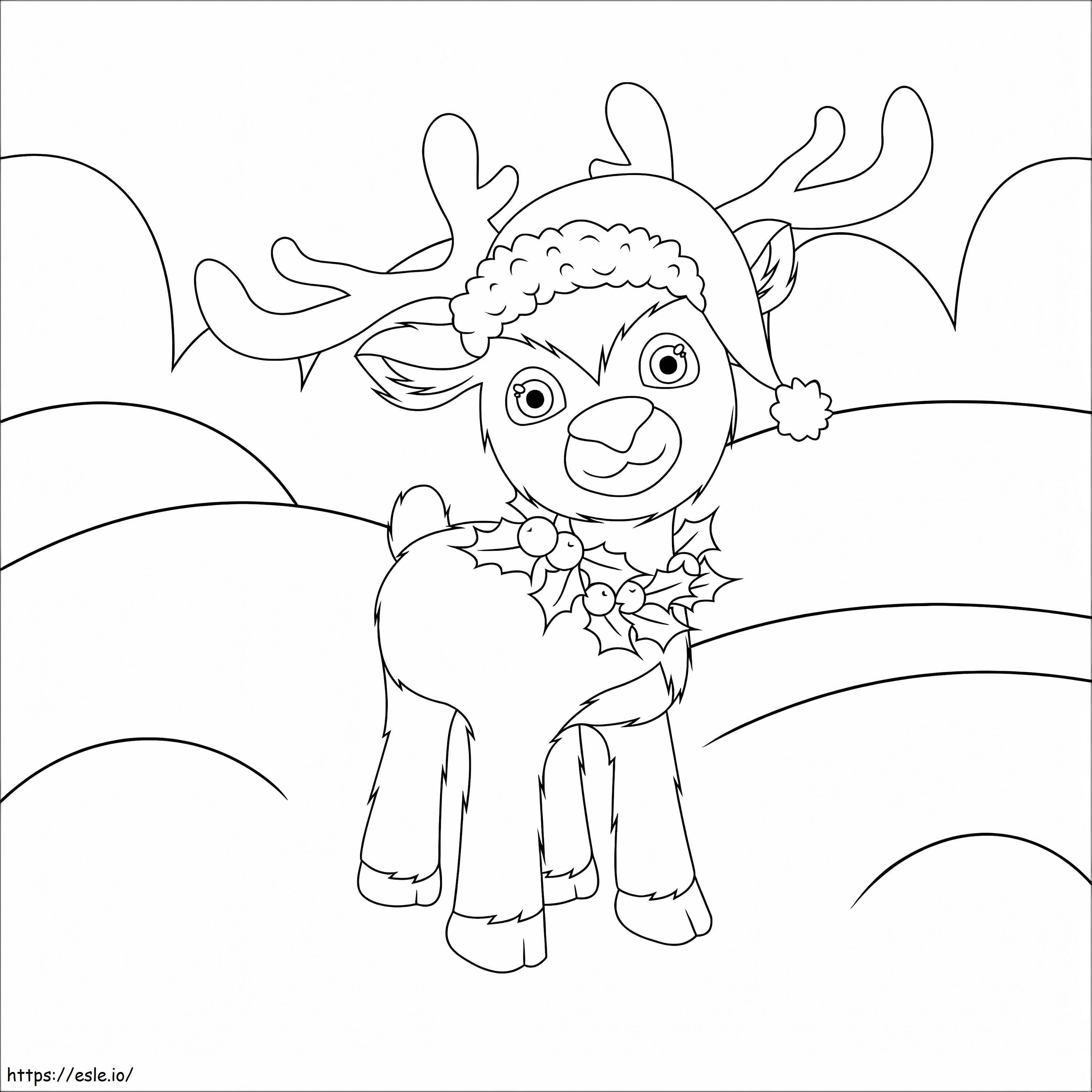 Coloriage Joli renne de Noël à imprimer dessin