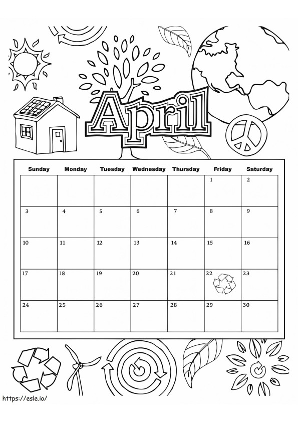Calendar April Coloring Page