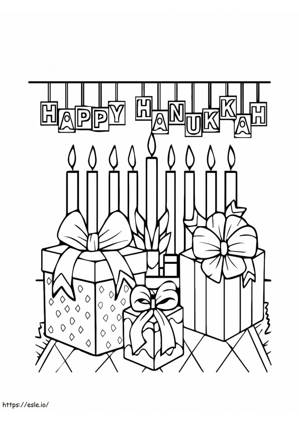 Hanukkah Gifts And Candles coloring page