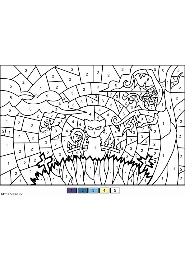 Halloween Cat Color By Number coloring page