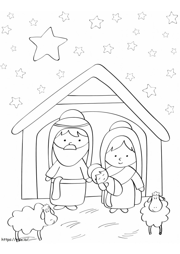 Coloriage 1577326409 Marie Joseph et l'Enfant Jésus à imprimer dessin