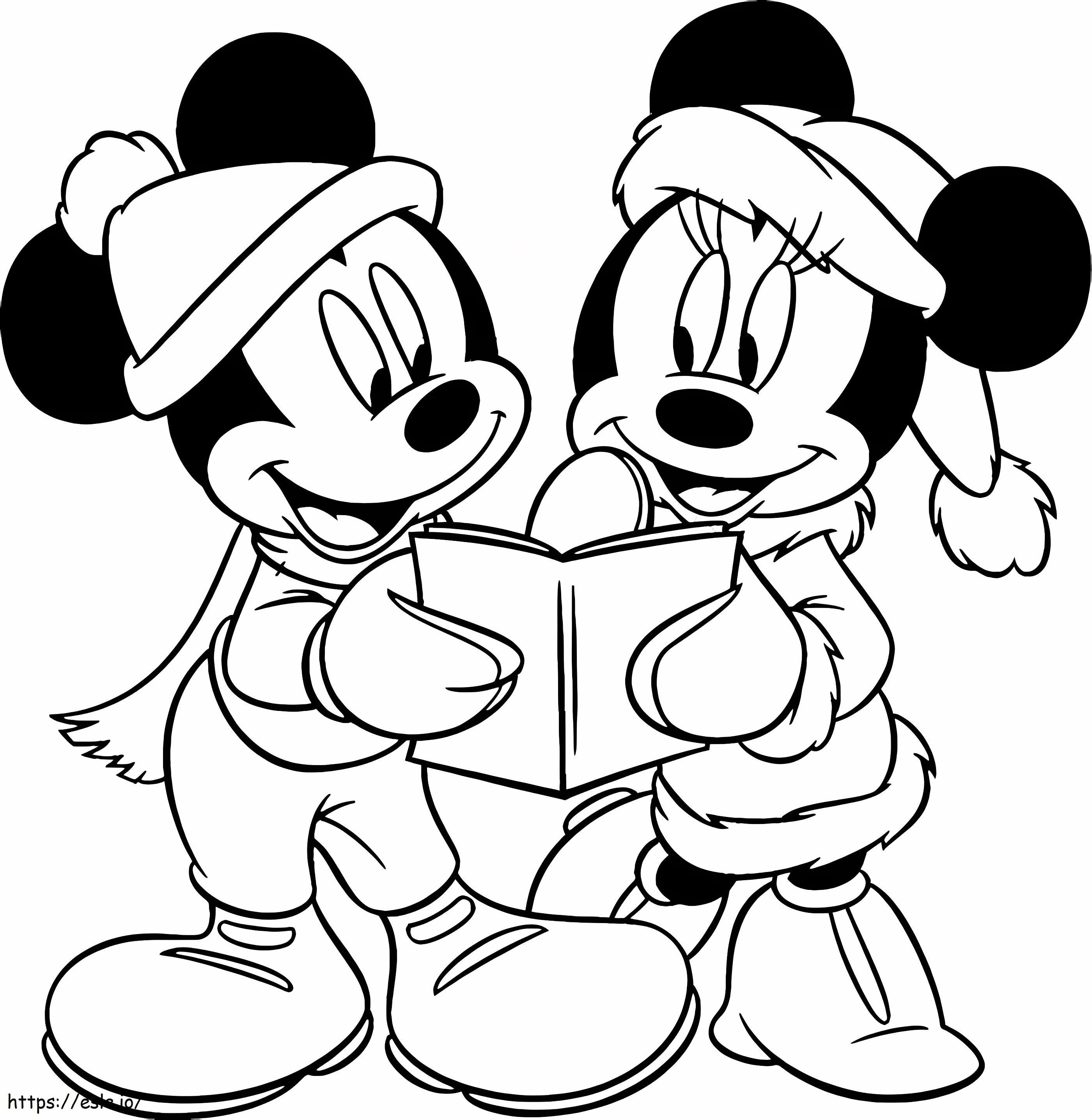Mickey Mouse And Minnie Mouse Reading Book coloring page