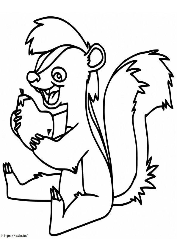 Skunk Sitting And Eating coloring page