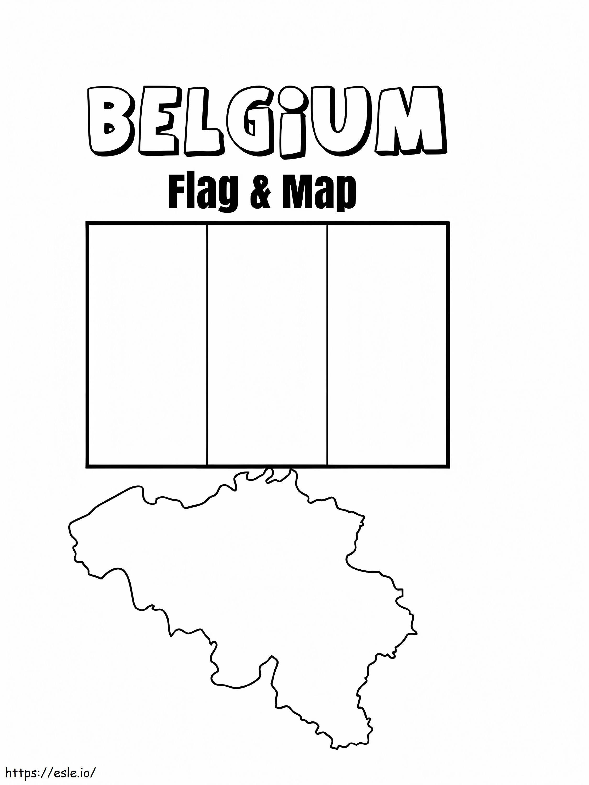 Mapa e bandeira da Bélgica para colorir