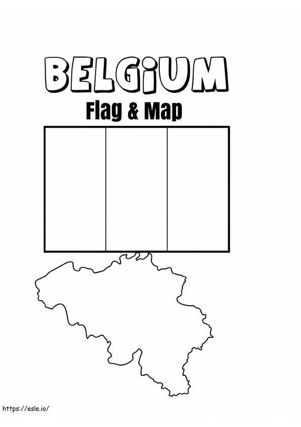 Mapa y bandera de Bélgica para colorear