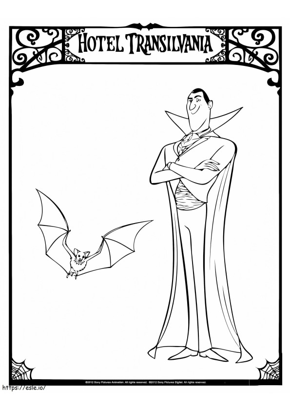 Dracula e il pipistrello volante da colorare