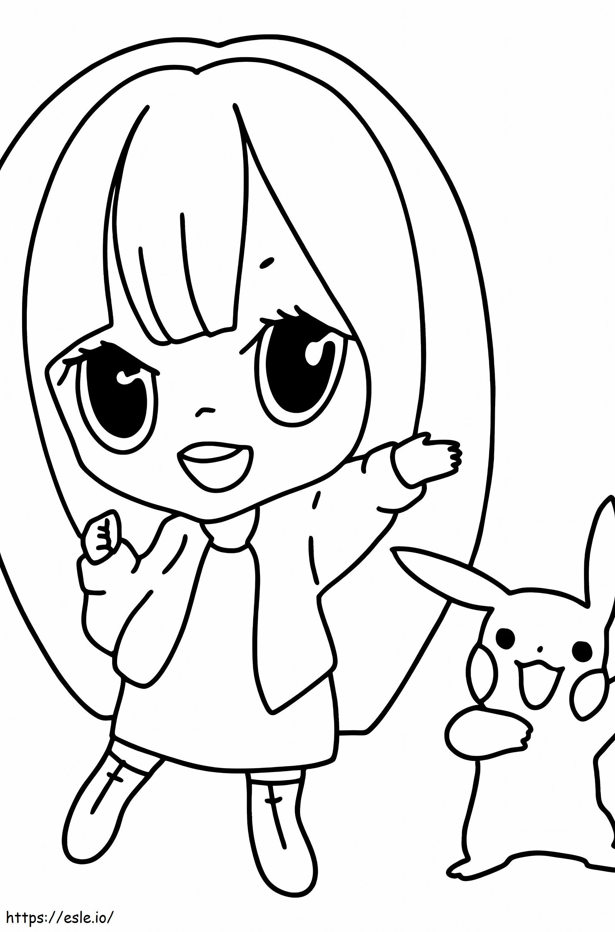 Fire Anime And Pikachu Kawaii coloring page