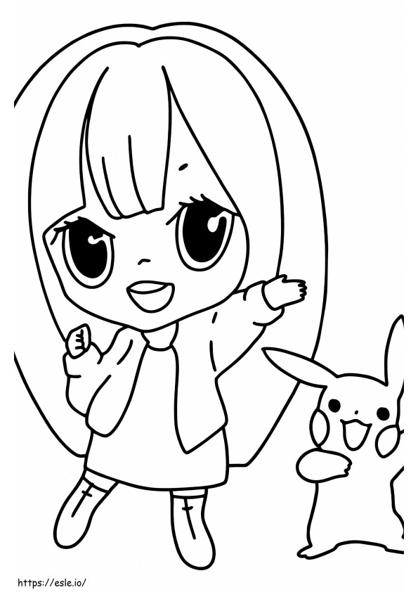 Coloriage Feu Anime Et Pikachu Kawaii à imprimer dessin