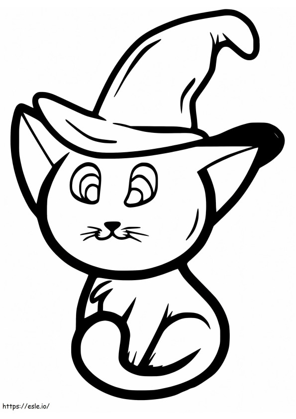 Kucing Dengan Topi Penyihir Gambar Mewarnai